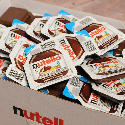 Caja de 100 Monodosis de Nutella para untar (100x15g). Un pack de almacenamiento con porciones individuales, perfecto para los almuerzos del cole, viajes y hostelería. Nutella - pack
