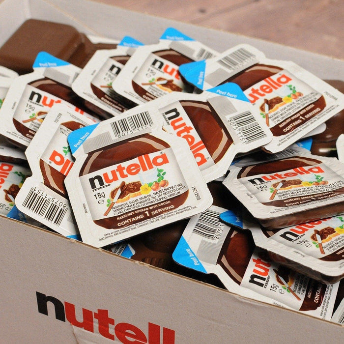 Caja de 100 Monodosis de Nutella para untar (100x15g). Un pack de almacenamiento con porciones individuales, perfecto para los almuerzos del cole, viajes y hostelería. Nutella - pack