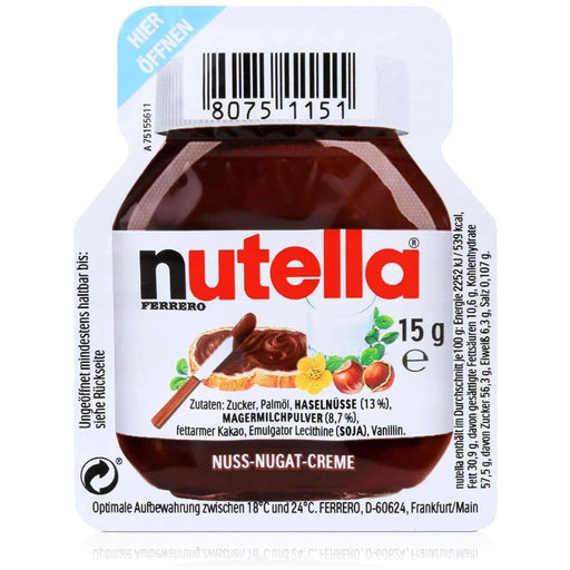 Caja de 30 Porciones Individuales de Nutella (30x15g). El formato perfecto para tener en la despensa familiar, para viajes, la oficina o pequeños eventos. Nutella - pack