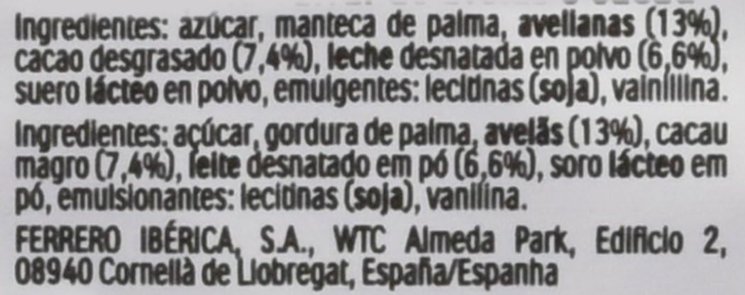 Caja de 60 Porciones de Nutella (60x15g). Un pack ahorro con 900g de la auténtica crema de avellanas y cacao en monodosis, ideal para familias y pequeños negocios. Nutella - ingredientes