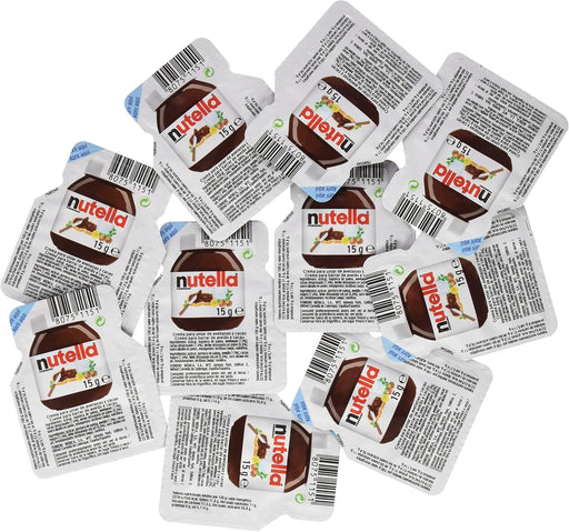 Caja de 60 Porciones de Nutella (60x15g). Un pack ahorro con 900g de la auténtica crema de avellanas y cacao en monodosis, ideal para familias y pequeños negocios. Nutella - pack