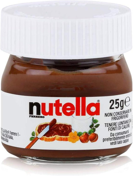 Juego de 2 Mini Tarros de Nutella (2x25g). El detalle perfecto para regalar, con la crema de avellanas y cacao más famosa del mundo en su icónico formato de cristal en miniatura. Nutella - pack