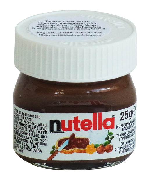 Mini Tarro de Nutella de 25g para Coleccionistas y Desayunos. El compañero ideal para el desayuno en un formato individual de cristal. El capricho perfecto. Nutella - pack
