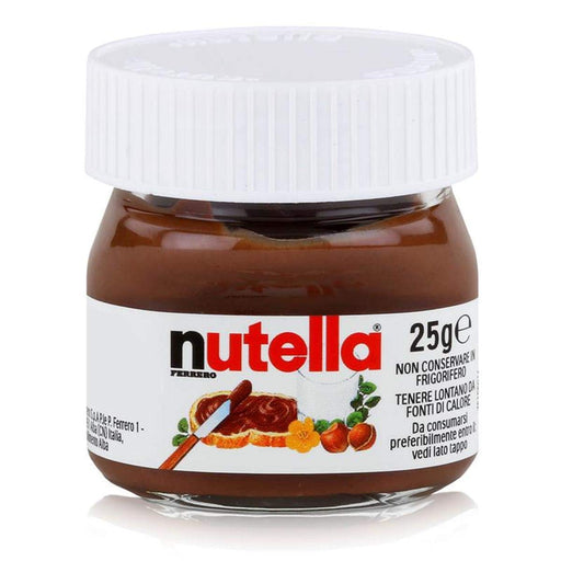 Nutella Mini Tarros de Cristal, Pack de 16x25g. La porción individual perfecta de la crema de avellanas y cacao más famosa del mundo. Ideal para desayunos, meriendas y para llevar. Nutella - pack