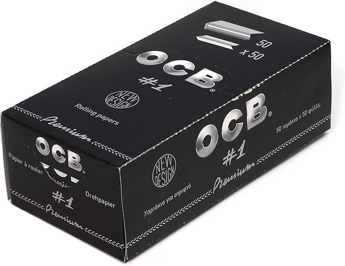 OCB Premium Papel de Fumar, Tamaño Regular #1. Papel de liar corto, ultrafino y de combustión lenta, fabricado con lino y goma arábiga natural para un sabor puro. Ocb - frontal