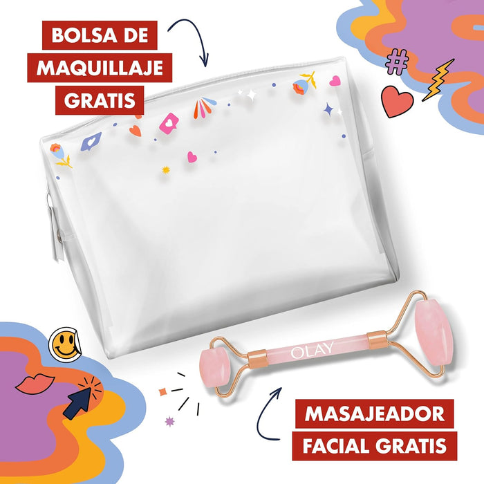 Olay Set de Regalo Iluminador con Gel-Crema Vitamina C + AHA24, Crema de Noche Retinol24, Neceser y Face Roller. Un tratamiento facial completo para una piel radiante. Olay - uso