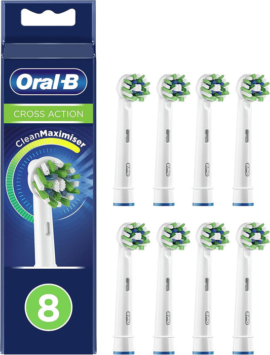 Oral-B CrossAction Pack de 8 Recambios para Cepillo Eléctrico. Con tecnología CleanMaximiser para un rendimiento óptimo y una eliminación de placa hasta un 100% superior. Oral-B - extra