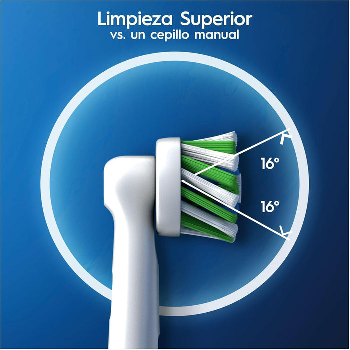 Oral-B CrossAction Pack de 8 Recambios para Cepillo Eléctrico. Con tecnología CleanMaximiser para un rendimiento óptimo y una eliminación de placa hasta un 100% superior. Oral-B - lateral