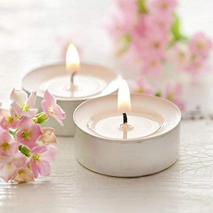 Pajoma Pack de 100 Velas de Té de Larga Duración (8 Horas): Velas blancas sin perfume ideales para hostelería, eventos, decoración del hogar y crear ambientes cálidos. Pajoma - extra