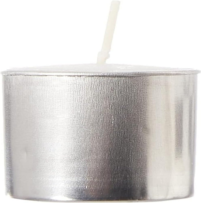 Pajoma Pack de 100 Velas de Té de Larga Duración (8 Horas): Velas blancas sin perfume ideales para hostelería, eventos, decoración del hogar y crear ambientes cálidos. Pajoma - zoom