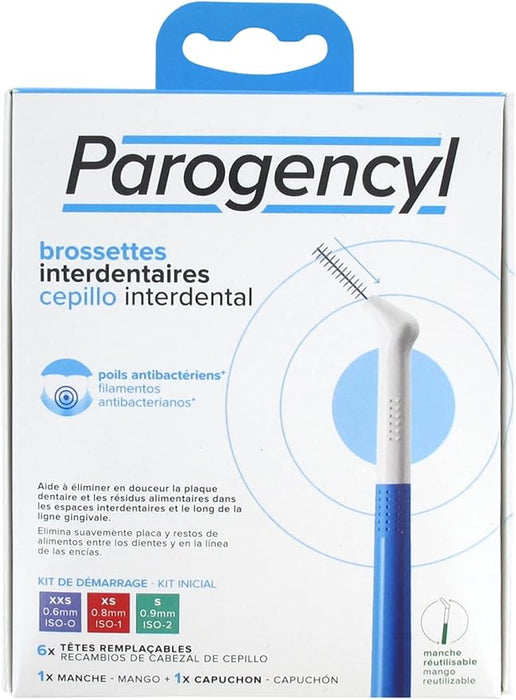 Kit de Inicio de Cepillos Interdentales Parogencyl. El set esencial con un mango y recambios para una limpieza más eficaz y suave entre los dientes y las encías. Parogencyl - frontal