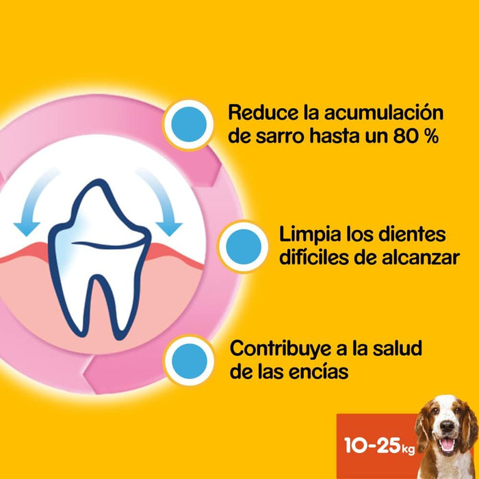 Pedigree Dentastix para Perros Medianos, pack ahorro de 56 sticks. Snack dental de uso diario para una higiene oral completa, reduce el sarro y mantiene el aliento fresco. Pedigree - lateral