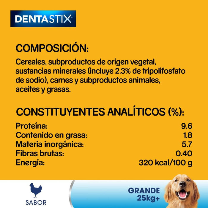 Pedigree Dentastix Snack Dental para Perros Grandes, pack de 56 unidades. Premios para la higiene oral diaria que reducen el sarro, limpian los dientes y refrescan el aliento. Pedigree - ingredientes