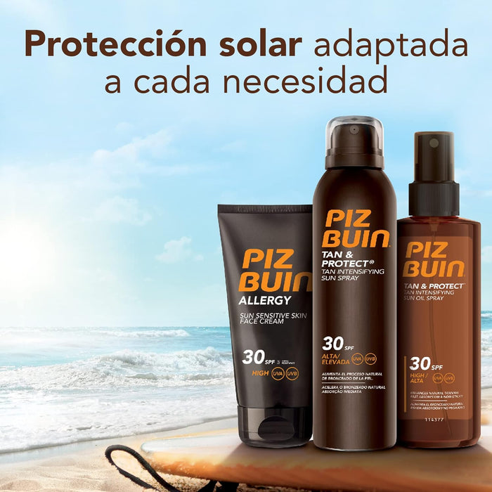 Piz Buin Allergy Loción Solar para Piel Sensible FPS 30 (200 ml): Alta protección UVA/UVB resistente al agua, desarrollada por dermatólogos para tu piel. Piz Buin - presentacion