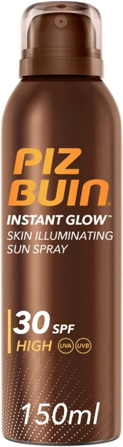 Piz Buin Instant Glow Spray Solar Iluminador FPS 30 (150 ml): Consigue un bronceado luminoso y protegido con este protector de alta protección y efecto glow. Piz Buin - frontal