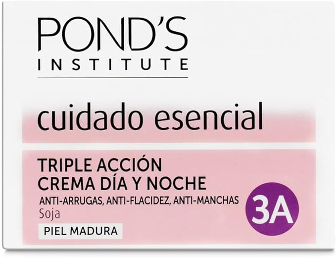 Pond's Crema Facial Triple Acción 3A, 50 ml. Un tratamiento antiedad para pieles maduras que combate arrugas, flacidez y manchas, dejando la piel más lisa, densa y firme. Pond's - frontal