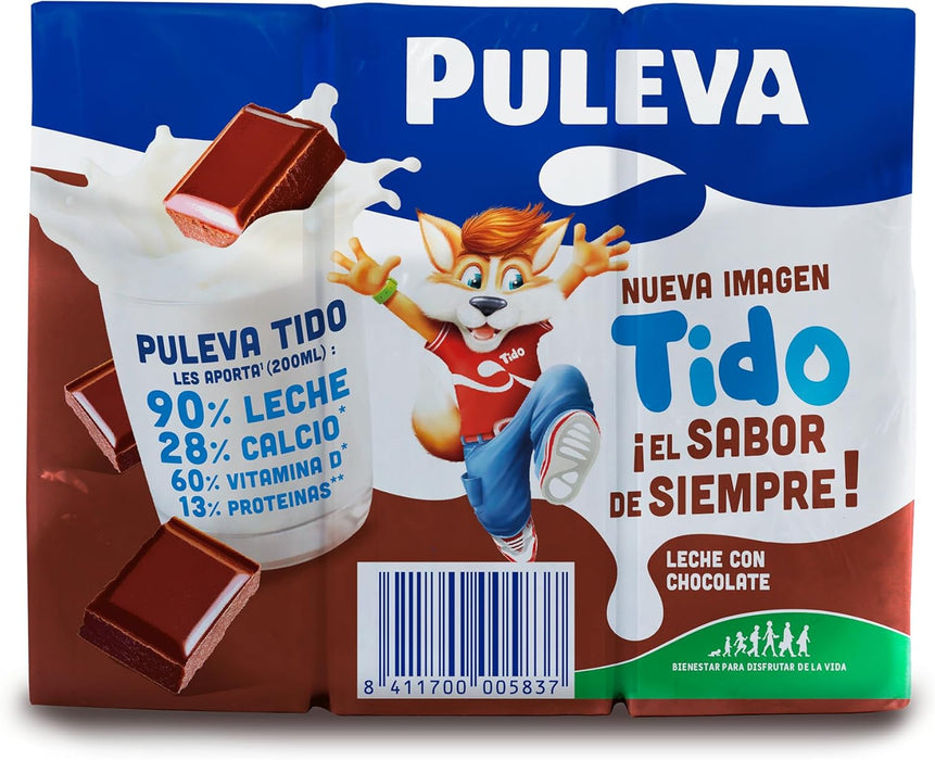 Puleva Batido de Cacao Slim, Pack de 6x200ml. Elaborado con 90% de leche, enriquecido con calcio, proteínas y vitamina D. Una merienda nutritiva y sin gluten. Puleva - detalle