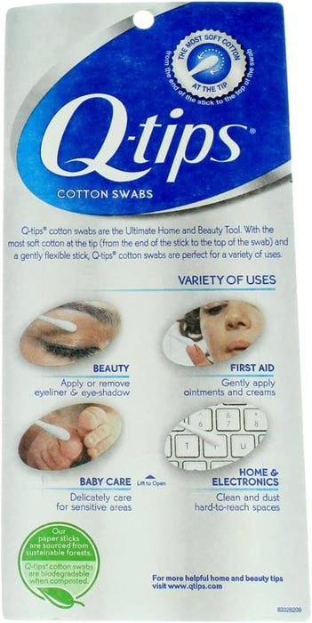 Q-tips Hisopos de Algodón (Paquete de 625 Unidades): Fabricados en EEUU con 100% algodón puro, más suaves y absorbentes para tu rutina de higiene y belleza. Q-Tips - zoom