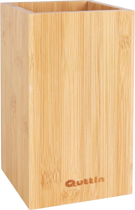 Quttin Bote para Utensilios de Cocina de Bambú: Organizador de encimera elegante y sostenible (18 cm de alto) para mantener tus espátulas y cucharas ordenadas. Quttin - frontal