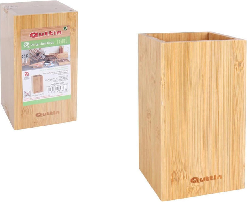 Quttin Bote para Utensilios de Cocina de Bambú: Organizador de encimera elegante y sostenible (18 cm de alto) para mantener tus espátulas y cucharas ordenadas. Quttin - presentacion