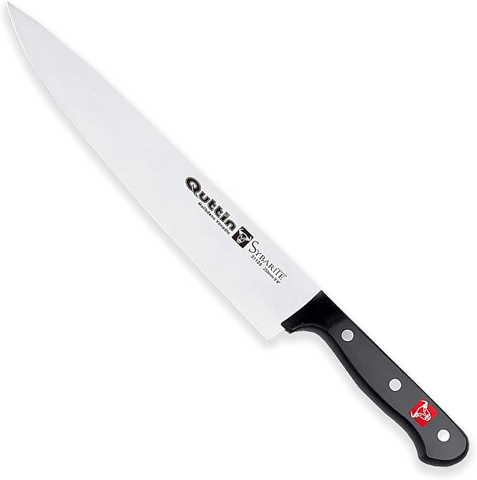 Quttin Cuchillo Cocinero Profesional Sybarite, Hoja de 25 cm. Forjado en acero inoxidable con Molibdeno Vanadio y mango ergonómico de POM con remaches. Quttin - frontal
