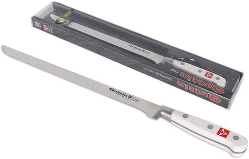 Quttin Cuchillo Jamonero Profesional Chef (26,5 cm): Hoja larga de acero inoxidable y mango ergonómico blanco para un loncheado del jamón perfecto y preciso. Quttin - frontal