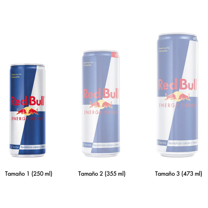 Red Bull Bebida Energética, pack de 8 latas de 250 ml. La bebida funcional con cafeína para cuando necesitas un impulso que revitalice tu cuerpo y mente. Red Bull - lateral