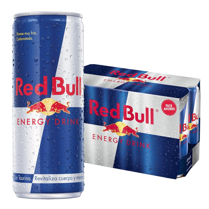 Red Bull Bebida Energética, pack de 8 latas de 250 ml. La bebida funcional con cafeína para cuando necesitas un impulso que revitalice tu cuerpo y mente. Red Bull - presentacion