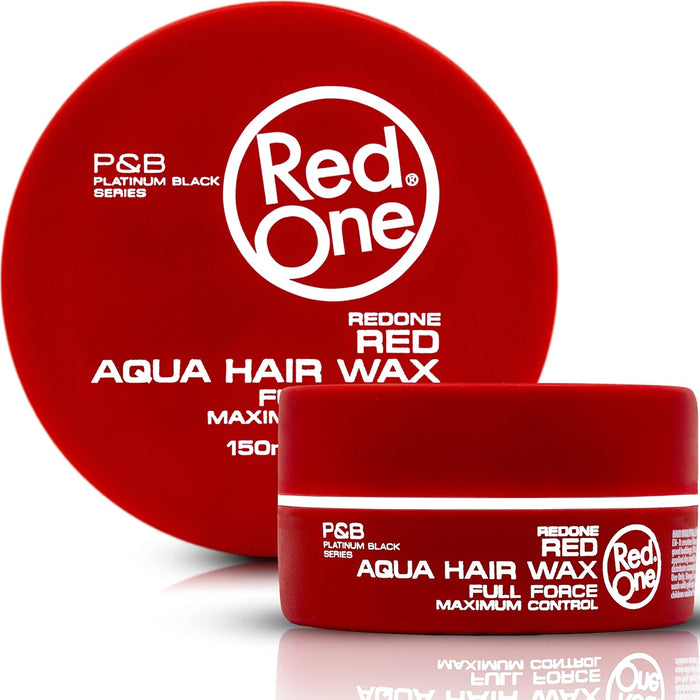 RedOne Aqua Hair Wax Full Force Roja, Pack de 4 botes de 150ml. Cera para el pelo con fijación fuerte y acabado brillante, ideal para un control máximo de tu peinado. Redone - extra