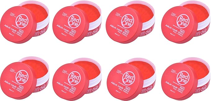 RedOne Cera para el Cabello Red Aqua, Pack Profesional de 8 botes de 150ml. Cera multifunción para todo tipo de cabello que fija, controla el frizz, suaviza y da brillo. Redone - frontal