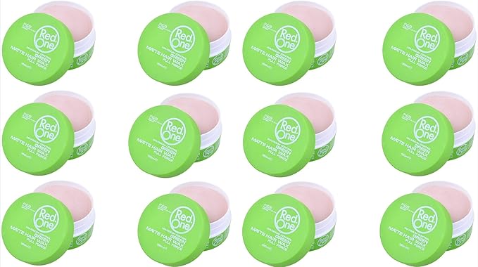 RedOne Cera para el Cabello Verde Mate, Pack Profesional de 12 botes de 150ml. Cera de fijación fuerte con un acabado mate natural, ideal para looks texturizados sin brillo. Redone - frontal