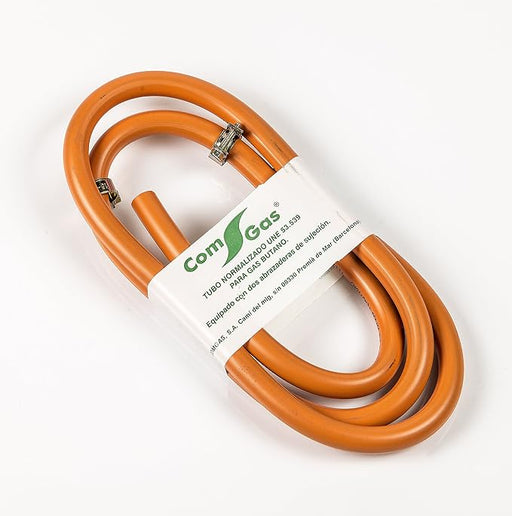 Kit de Manguera para Gas Butano de 1,5 metros con 2 abrazaderas. Un conjunto completo y seguro para la instalación de tus aparatos de gas, cumpliendo la norma UNE 53.539. Reporshop - frontal