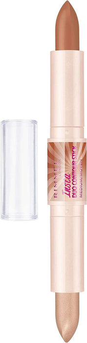 Rimmel Insta Duo Contour Stick, tono 200 Medium. Stick de contorno 2 en 1 con iluminador para esculpir y definir el rostro de forma rápida, fácil y con un acabado profesional. Rimmel London - frontal