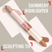 Rimmel Insta Duo Contour Stick, tono 200 Medium. Stick de contorno 2 en 1 con iluminador para esculpir y definir el rostro de forma rápida, fácil y con un acabado profesional. Rimmel London - detalle