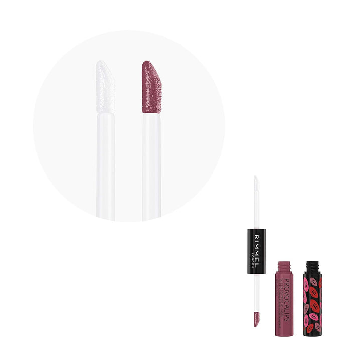 Rimmel London Provocalips 220 Lazy Daze, una barra de labios líquida de larga duración en un precioso tono rosa empolvado, para un look romántico que dura 16 horas. Rimmel London - lateral