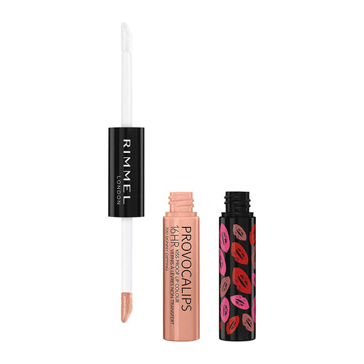 Rimmel London Provocalips 700 Skinny Dipping, un labial líquido permanente en un tono nude rosado, tu aliado perfecto para un look natural que dura 16 horas. Rimmel London - frontal