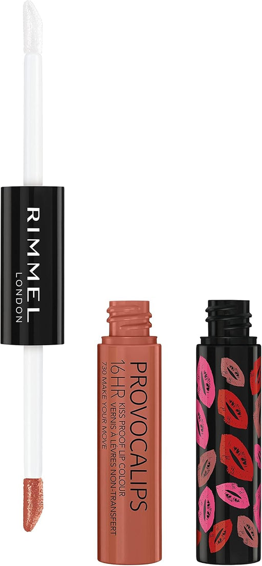 Rimmel London Provocalips 730 Make Your Move, un labial líquido permanente en un sofisticado tono nude que se mantiene perfecto y cómodo por hasta 16 horas. Rimmel London - frontal