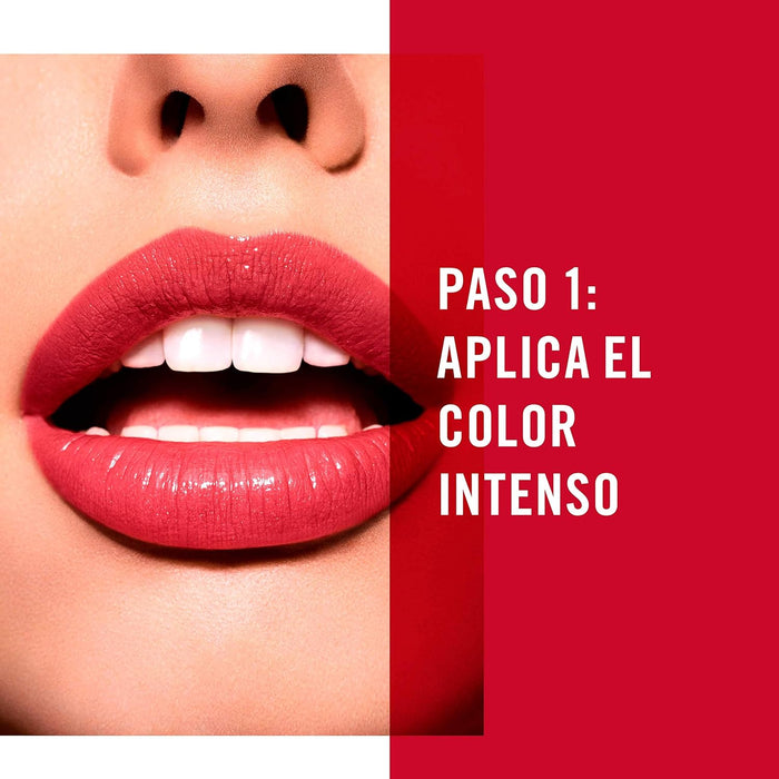 Rimmel London Provocalips Labial Líquido 16H, Tono 500 Kiss Me You Fool. Un labial de 2 pasos con color rojo intenso, a prueba de besos y con acabado brillante. Rimmel London - uso