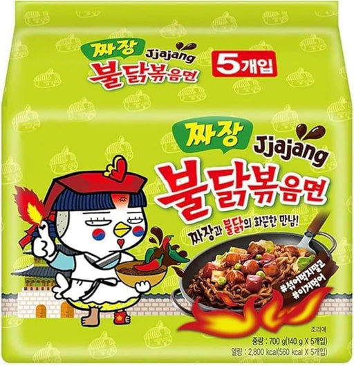 Pack de 5 Samyang Buldak Jjajang. La Fusión Perfecta de Fideos Coreanos de Pollo Picante y la Salsa Agridulce de Frijol Negro (Jjajangmyeon). Un Sabor Único. Samyang - frontal