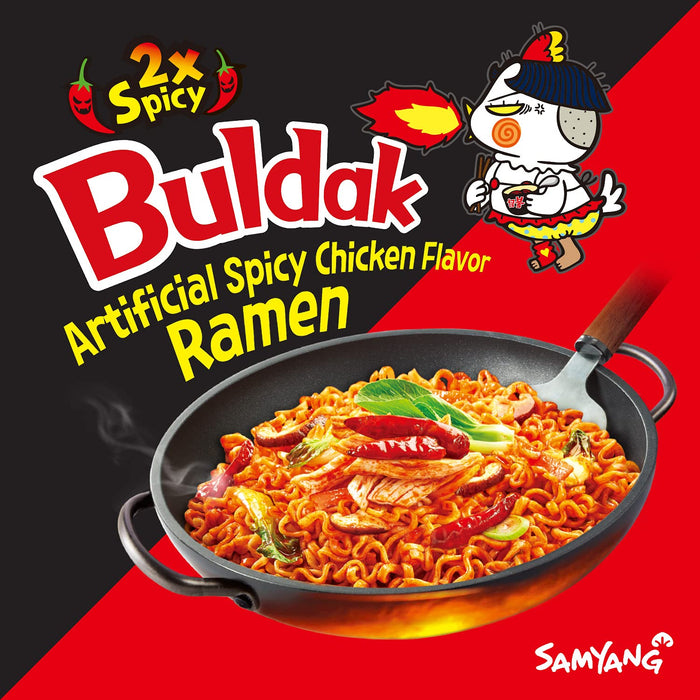 Samyang Buldak Ramen Coreano de Pollo Picante, Pack de 5x140g. El reto de fideos instantáneos más famoso del mundo, con una textura increíble y un sabor a pollo picante inolvidable. Samyang - ingredientes