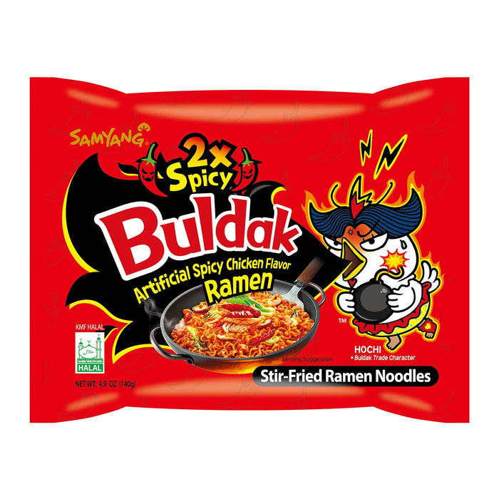 Samyang Buldak Ramen Coreano de Pollo Picante, Pack de 5x140g. El reto de fideos instantáneos más famoso del mundo, con una textura increíble y un sabor a pollo picante inolvidable. Samyang - pack