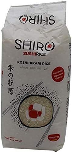 Arroz para Sushi Shiro Premium, Paquete de 1kg. Auténtica variedad japonesa Koshihikari 100% de grano corto y gordo, ideal para preparar sushi, nigiri y maki perfectos. Shiro - frontal