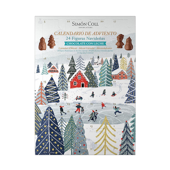 Calendario de Adviento Simón Coll con 24 figuras 3D de Chocolate con Leche, 216gr. Un regalo cremoso y delicioso, sin gluten ni aceite de palma, para toda la familia. Simon Coll - zoom