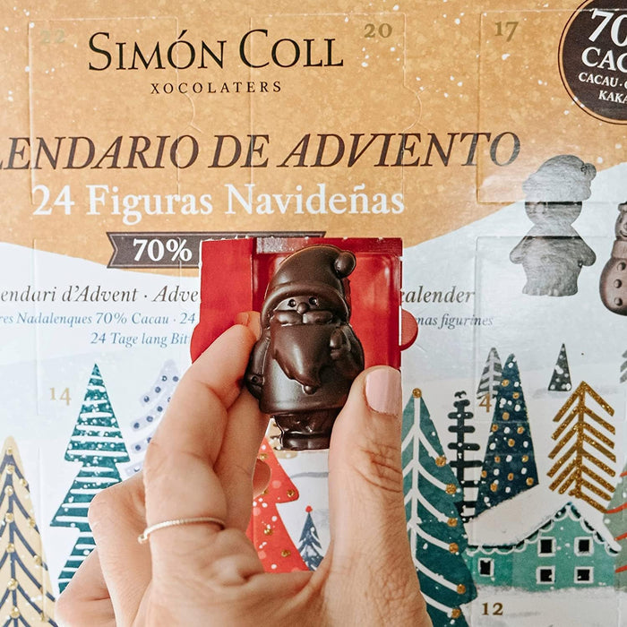 Calendario de Adviento Simón Coll con 24 figuras 3D de Chocolate Negro 70% Cacao, 216gr. Un regalo gourmet sin gluten ni aceite de palma para los amantes del sabor intenso. Simon Coll - uso