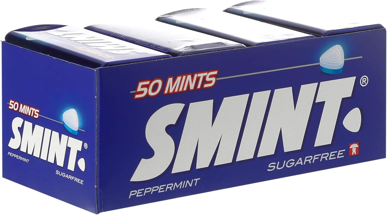 Smint Tin Menta, pack de 12 latas de 35 gr. Caramelos comprimidos sin azúcar con un potente sabor a menta para un golpe de frescor intenso y duradero en cualquier momento. Smint - extra