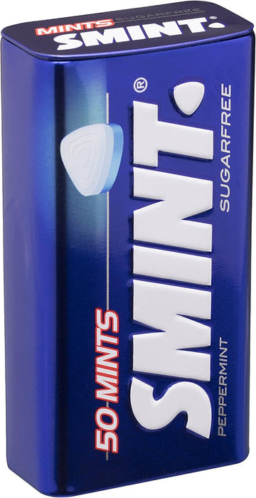 Smint Tin Menta, pack de 12 latas de 35 gr. Caramelos comprimidos sin azúcar con un potente sabor a menta para un golpe de frescor intenso y duradero en cualquier momento. Smint - ingredientes