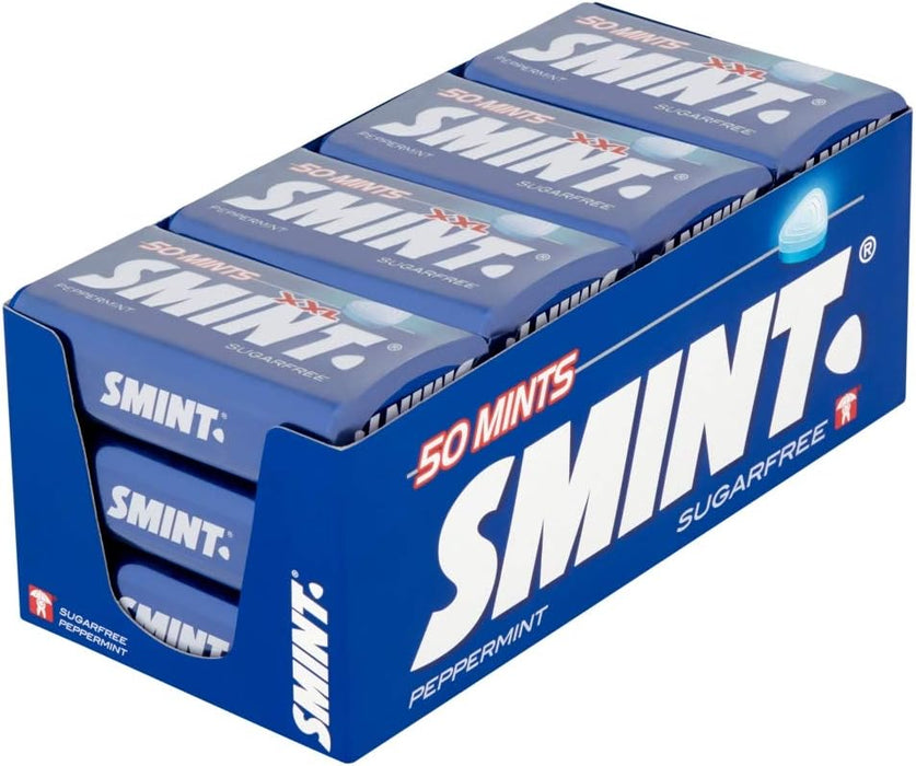 Smint Tin Menta, pack de 12 latas de 35 gr. Caramelos comprimidos sin azúcar con un potente sabor a menta para un golpe de frescor intenso y duradero en cualquier momento. Smint - zoom
