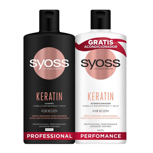 Syoss Pack Keratina Antifrizz para Cabello Seco (Champú 440ml + Acondicionador 440ml): Controla el encrespamiento y consigue un cabello liso, suave y brillante. Syoss - frontal