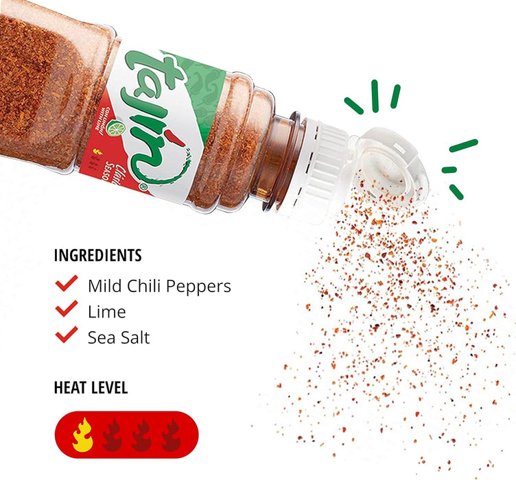 Tajín Clásico Condimento para Frutas y Snacks, formato familiar de 397g (14oz). Sazonador mexicano en polvo con chile, sal y lima para dar un toque picante y cítrico a todo. Tajin - pack