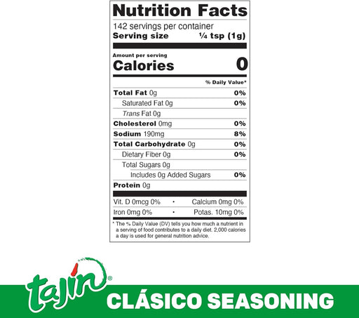 Tajín Clásico Salsa en Polvo, 142g. El sazonador mexicano por excelencia, hecho con chiles, zumo de lima y sal para aderezar ensaladas, frutas, guisos y cócteles. Tajin - frontal